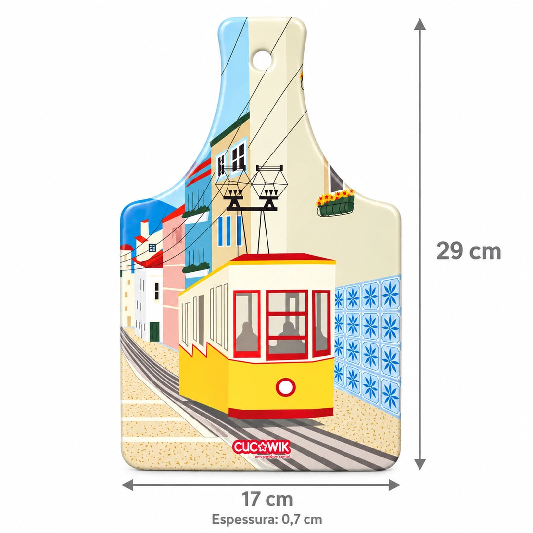 Tábua de Corte de Cerâmica Eléctrico Bica Lisboa — medidas 17 × 29 × 0,7 cm