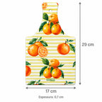 Tábua de Corte de Cerâmica Laranjas Algarvias Fundo Riscas Laranjas — medidas 17 × 29 × 0,7 cm