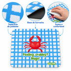 Características do tapete de rato com frase Feeling Crabby? Hugs! – tecido de poliéster