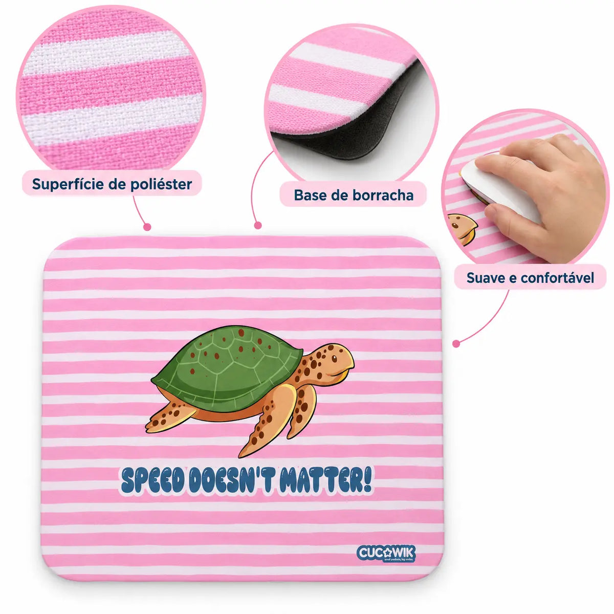Características do tapete de rato com frase Speed Doesn't Matter! – tecido de poliéster