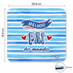 Medidas do tapete de rato com frase Melhor Pai do Mundo – 20,9 × 18,9 × 0,3 cm